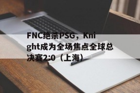 华体会体育-FNC绝杀PSG，Knight成为全场焦点全球总决赛2:0（上海）